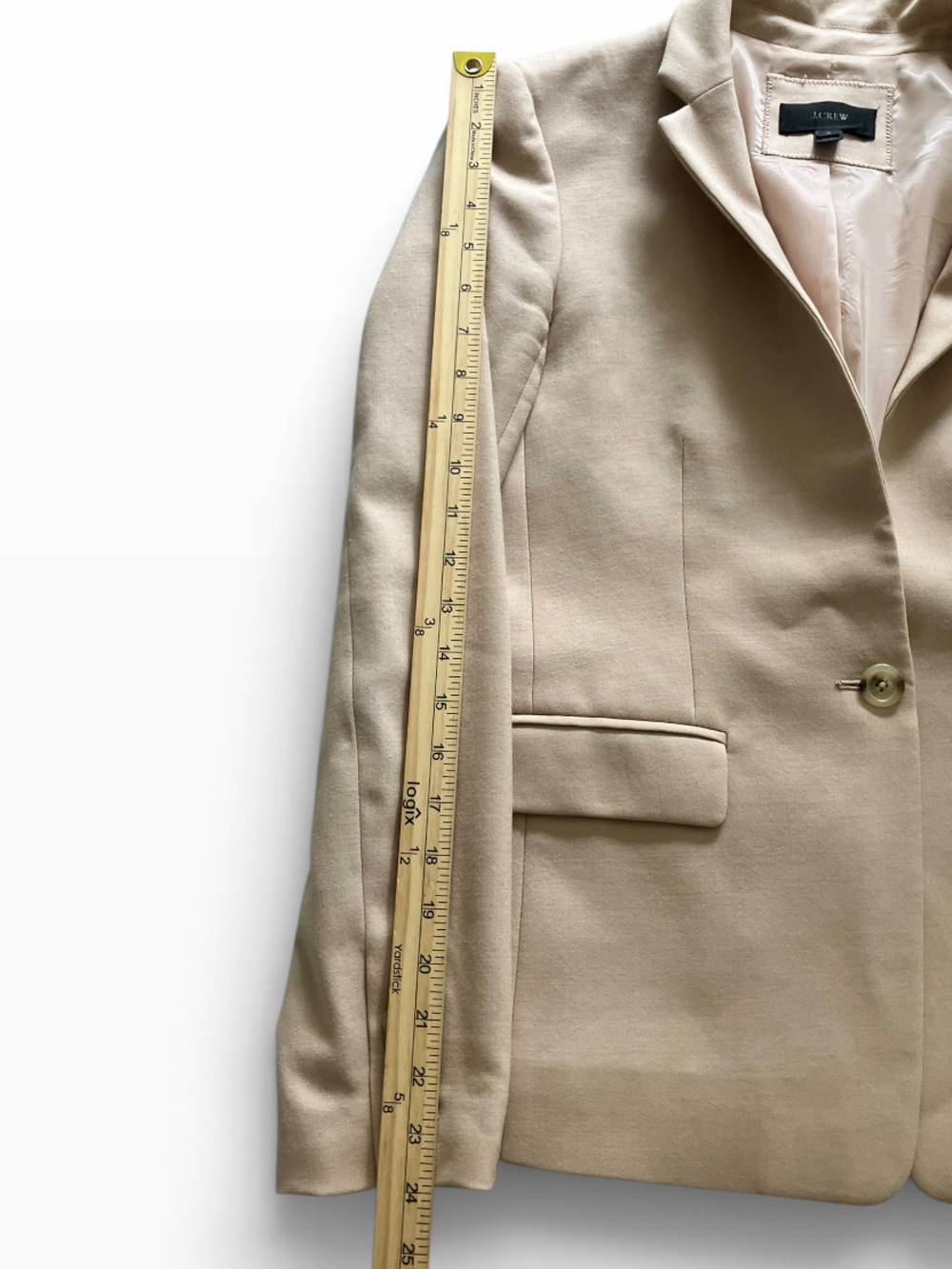 J. Crew Women’s Wool Blazer Beige Tan One Button Suit Jacket Size 4 - Picture 11 of 13